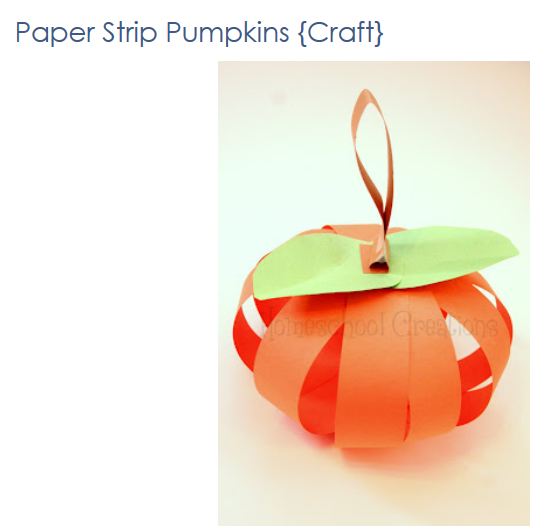 paper strip pumpkin craft - click pic to go to blog post with instructions