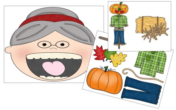 There Was An Old Lady Who Swallowed Some Books - click pic to open free 3-page PDF printable Story Props