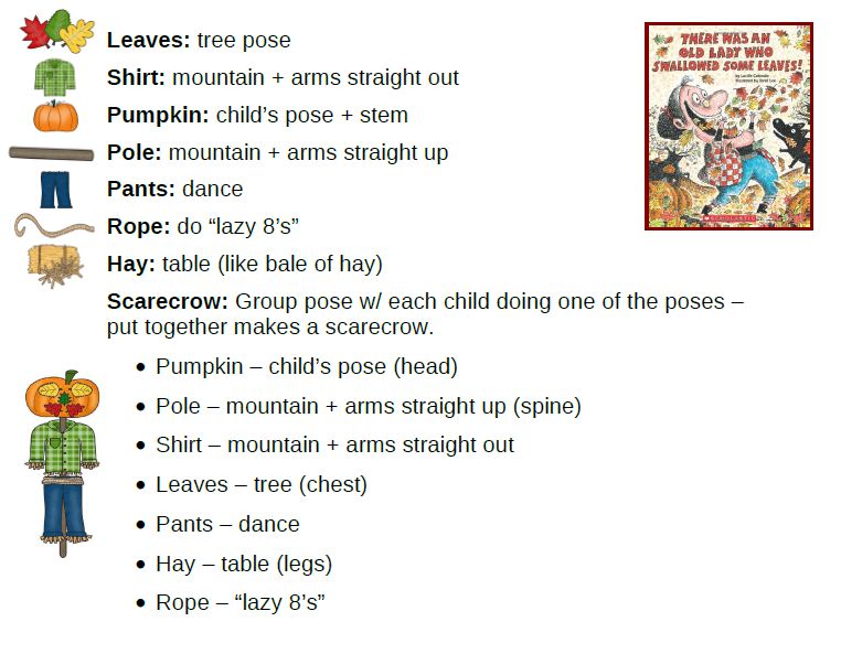 There Was An Old Lady Who Swallowed Some Leaves - Kids Yoga Sequence (click pic for 1-page PDF)