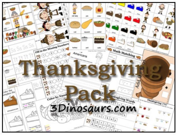 thanksgiving pack printables by 3 Dinosaurs