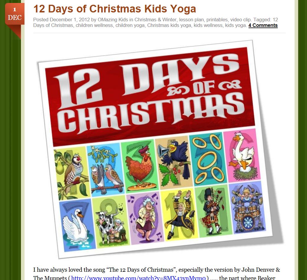 12 days of kids yoga