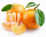 Tangerine with segments on a white background