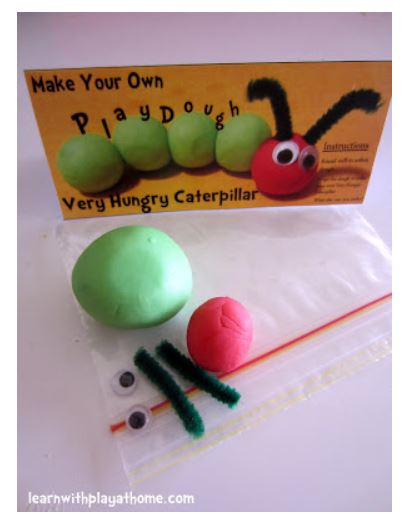 The very hungry caterpillar playdoh party favor idea