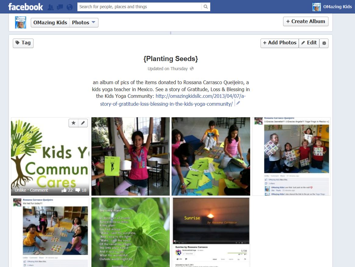 album on FB of pics of her yogis enjoying the donated items