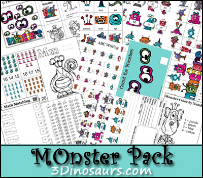 Free Monster Pack printables from 3 Dinosaurs