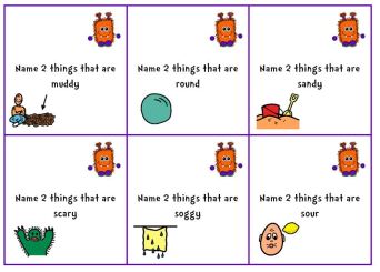 Woozle descriptive language cards