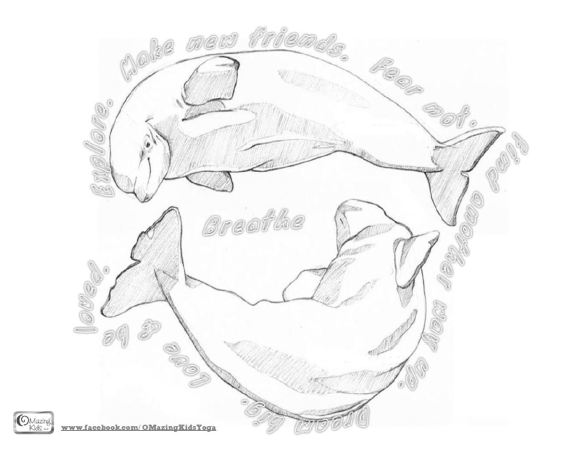 beluga whales and mantras coloring page for Breathe by Scott Magoon