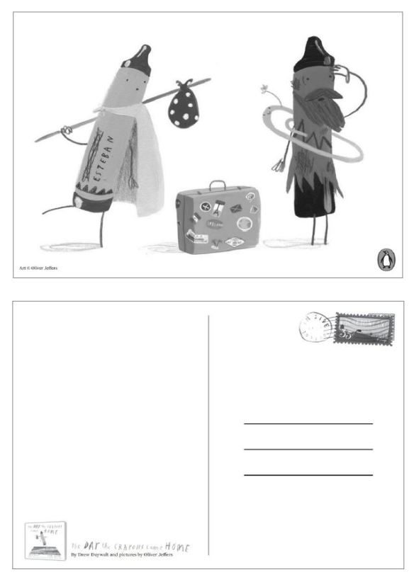 postcard crayons come home