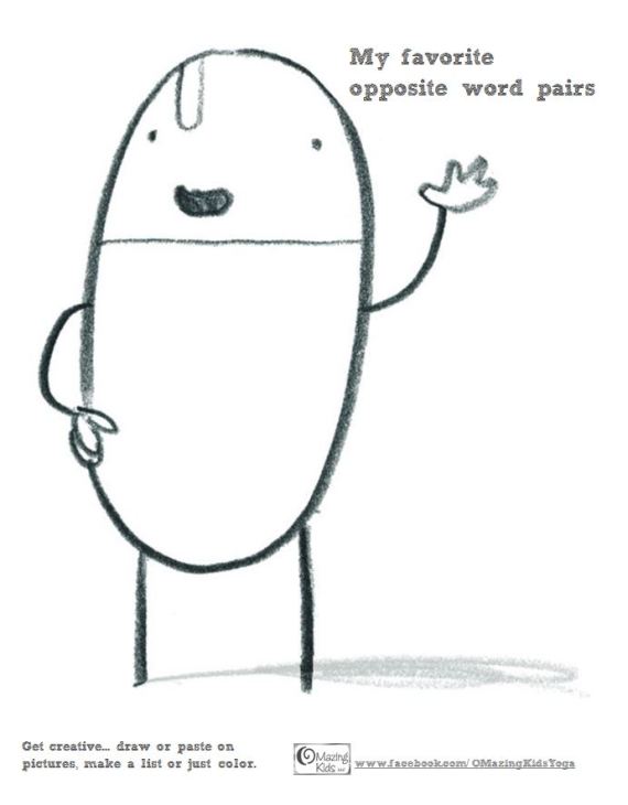 My Favorite Opposite Word Pairs - free printable from OMazing Kids - for The Hueys in Whats the Opposite by Oliver Jeffers