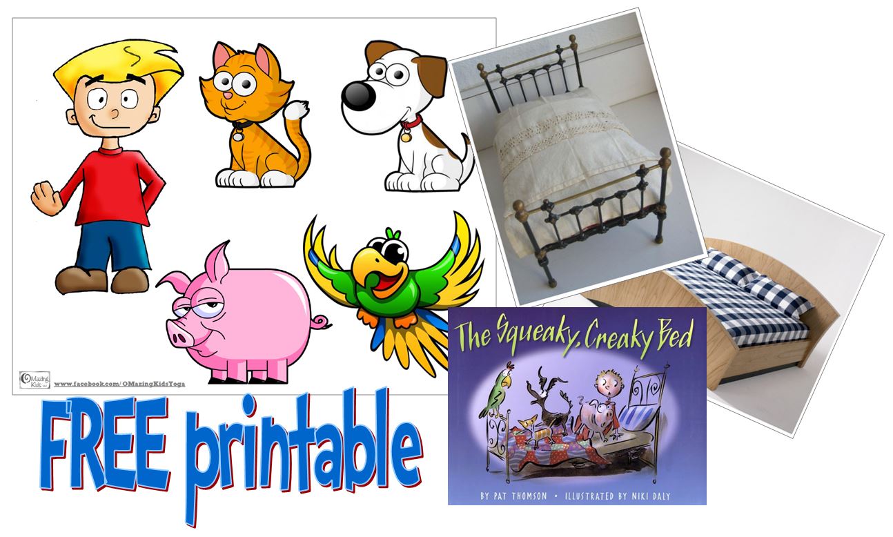 The Squeaky, Creaky Bed - free printable story props from OMazing Kids