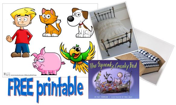 The Squeaky, Creaky Bed - free printable story props from OMazing Kids