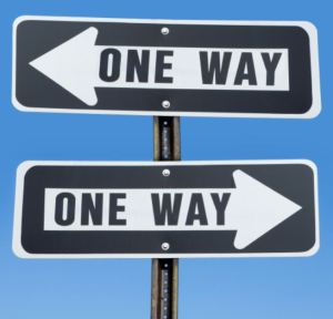 conflicting one way signs